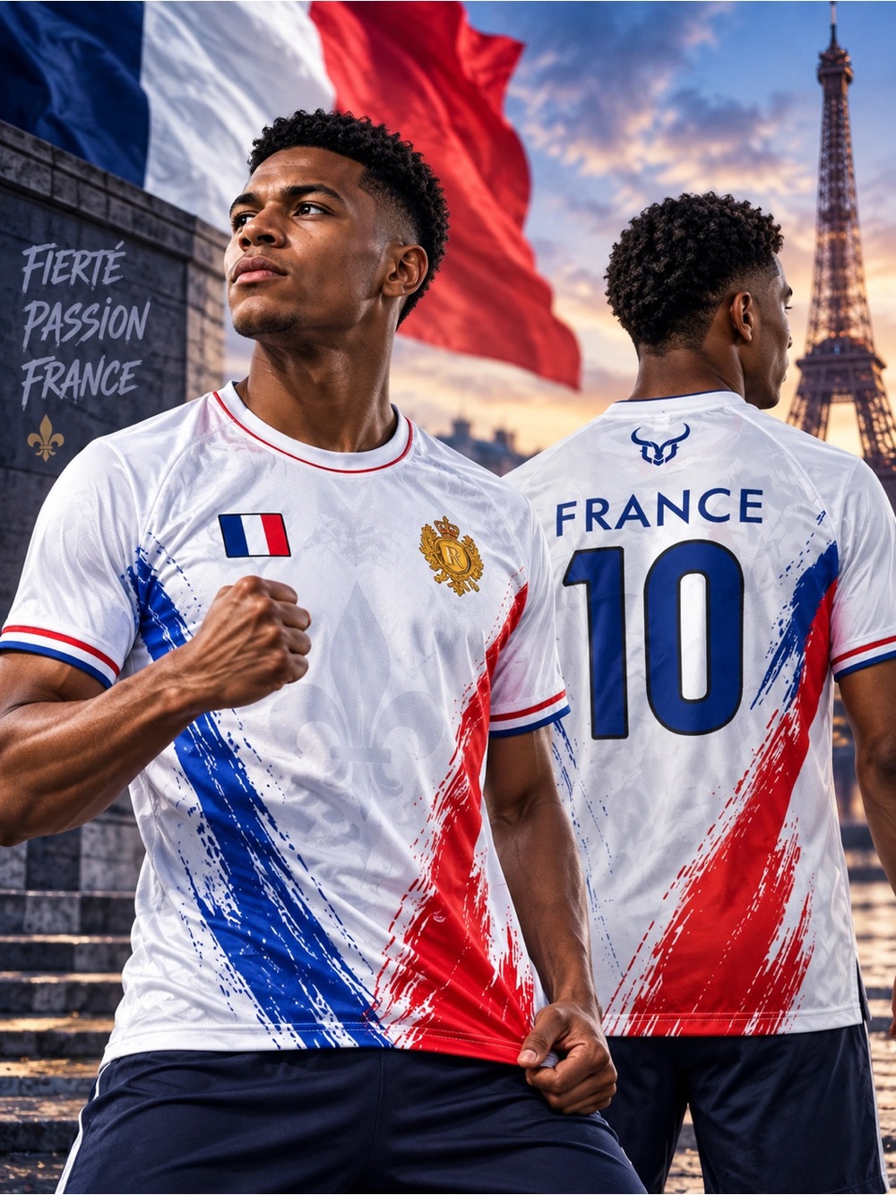 France National Team White Tricolor Men's Jersey
